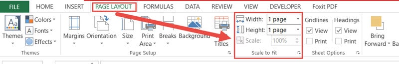 excel set print area to one page