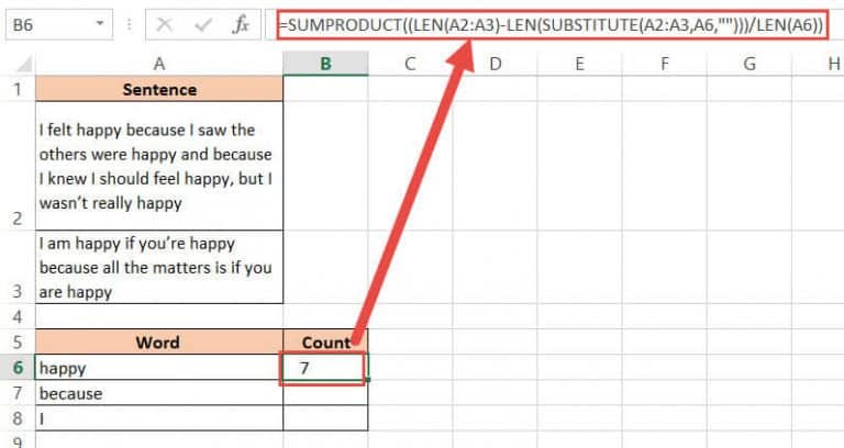 How to count how many times a word appears in excel easy formulas 
