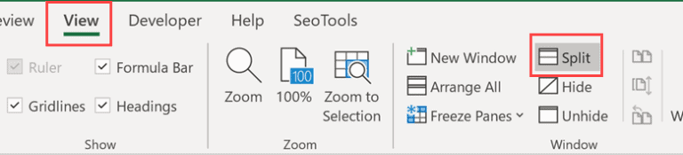 How to Remove Panes in Excel Worksheet (Shortcut)
