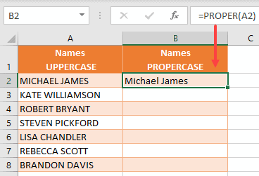 PROPER function in Excel