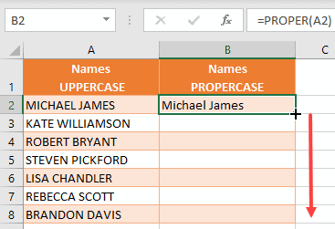 Apply the Proper formula to the entire column