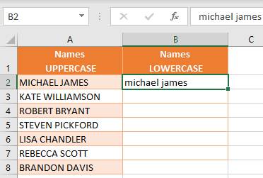 enter the expected result in the first cell