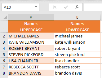 Names in lowercase using Flash Fill