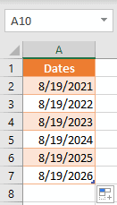 Anni compilati automaticamente in Excel