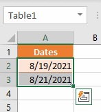 Enter two dates in adjacent cells