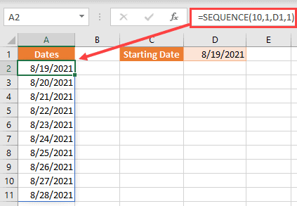 SEQUENCE formula to autofill dates