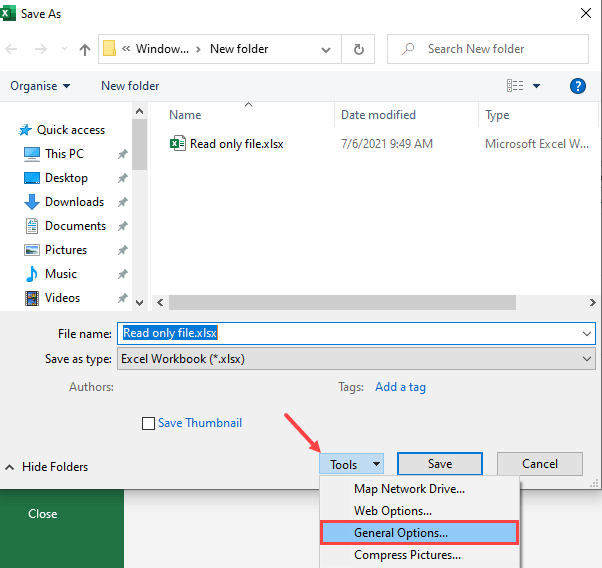 Select General Options in tools drop down