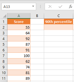 Dataset to calculate percentile