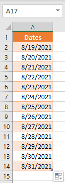 Dates autofilled