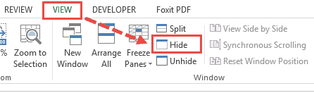 Click on Hide in the VIEW tab