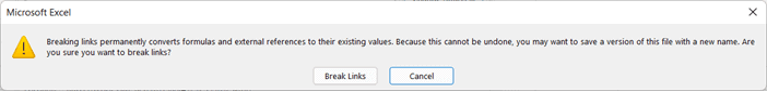 Break Links Prompt in Excel