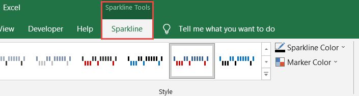 Click on Sparkline tab