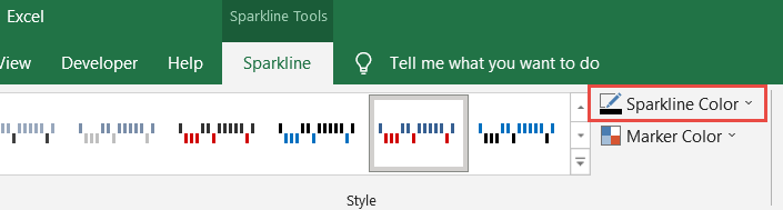 Click on Sparkline color