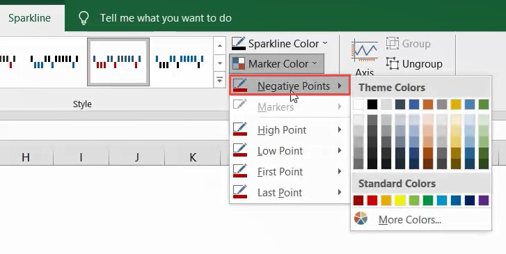 Select Negative point color option