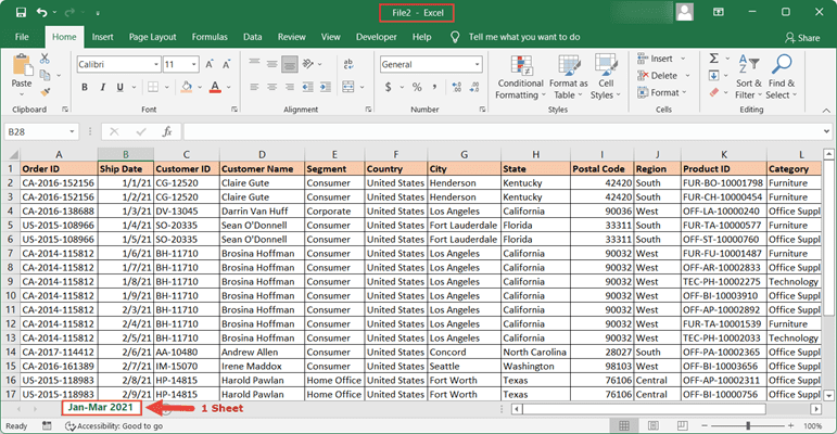 File 2 with 1 sheet