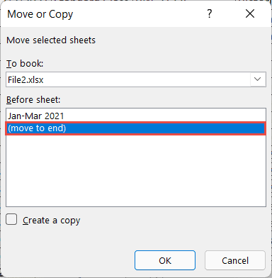 Select move to end option