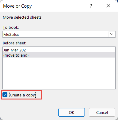 Check the Create a Copy option