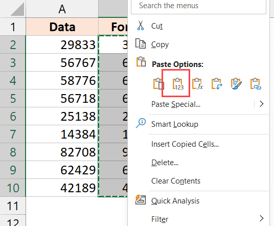 Paste as values