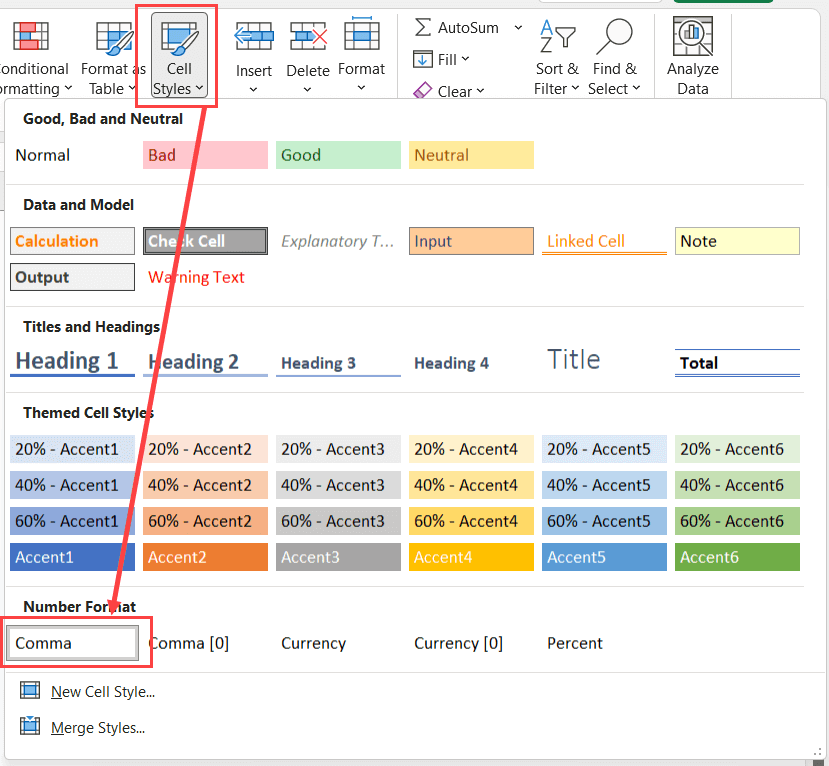 Comma Style In Excel 6090