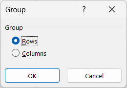 Group Rows dialog box