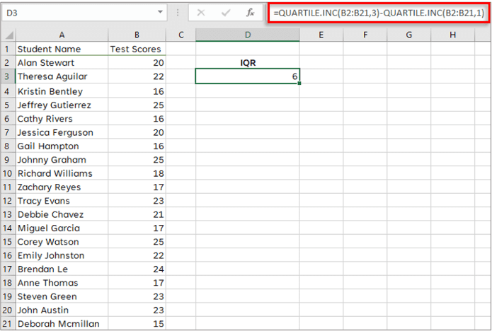 How To Calculate The Interquartile Range In Excel Formula 