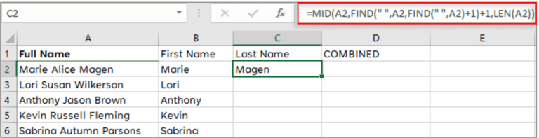 Remove Middle Name from Full Name in Excel (6 Easy Ways)