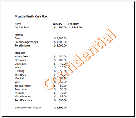 Excel file with watermark