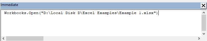 Code in immediate window
