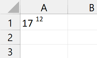 example of superscript in Excel