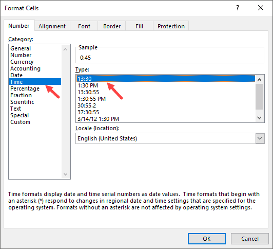 select a time format