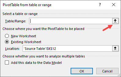 click the Range Selector