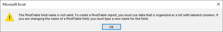 Pivot Table Field Name is Not Valid - 5 Ways to Fix It!