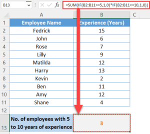 How to Count Between Two Numbers in Excel?