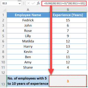 How to Count Between Two Numbers in Excel?