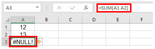 null error in Excel