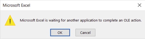 Microsoft Excel is Waiting for another application to complete an OLE action - Fix