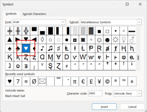 How to Insert Heart Symbol (♥) in Excel?