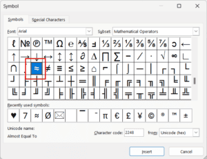 How to Insert Approximate (≈) Symbol in Excel?
