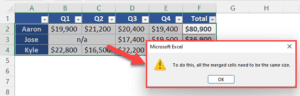 Center Across Selection in Excel