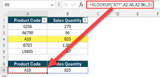 XLOOKUP formula with wildcard