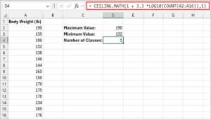 How to Calculate Class Width in Excel