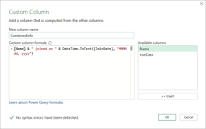 Concatenate in Power Query (Columns, Text, Numbers)
