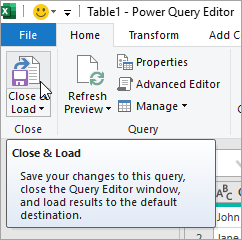 Click on the 'Close and Load' button. 