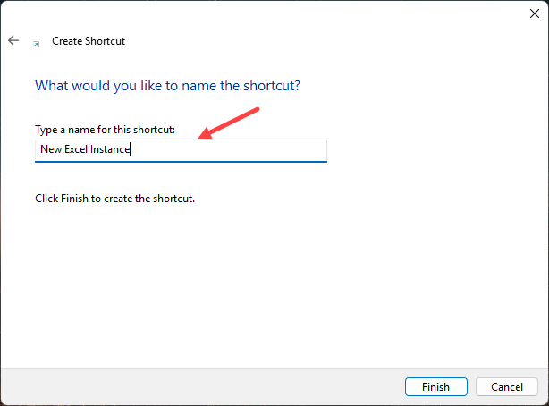 Give it a name such as new Excel instance.