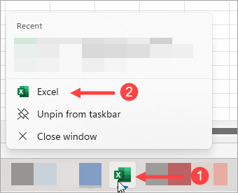 Hold the Alt key and click on the Excel icon.