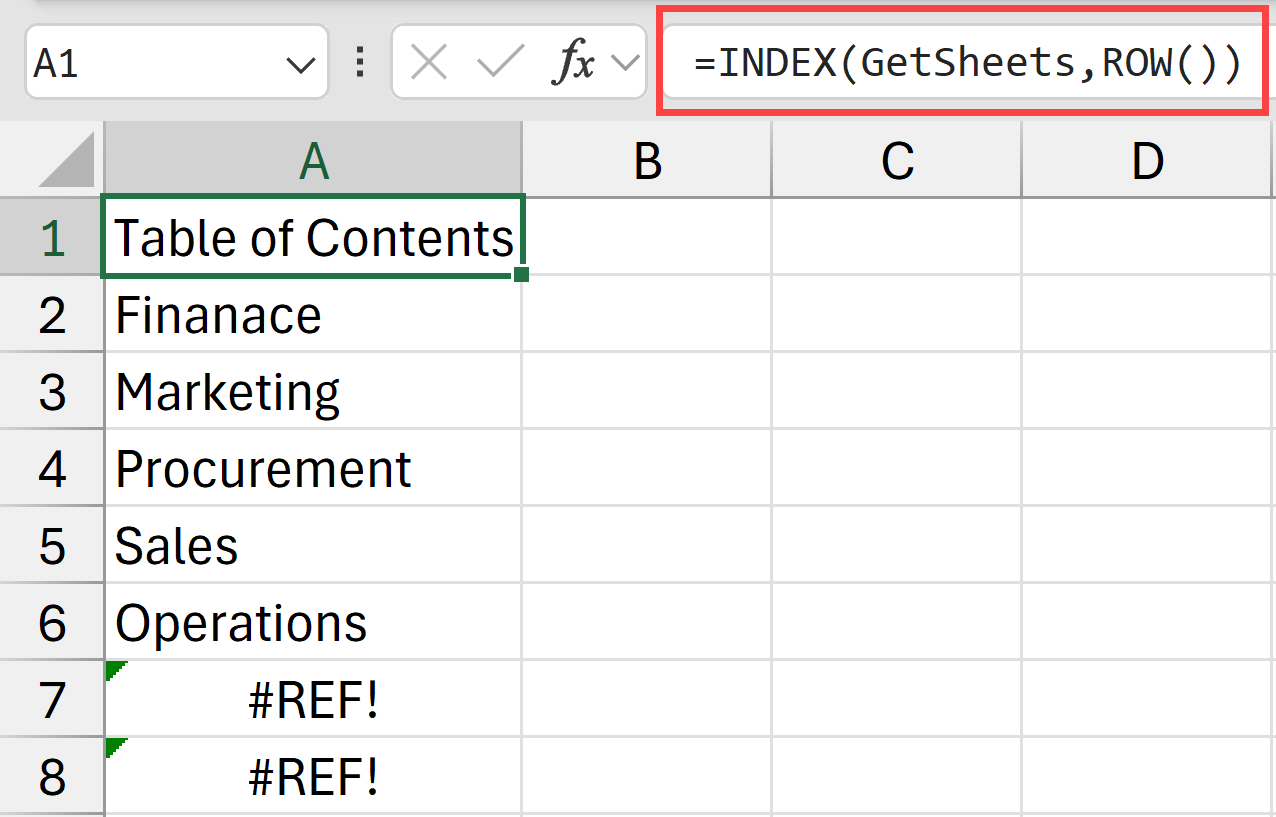 Index function to get all worksheet names