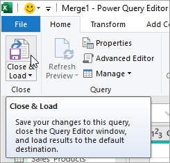 Click on the 'Close and Load' option.