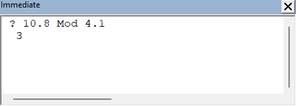 Using MOD operator with decimals in VBA.