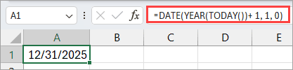 Date formula in Excel.