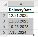 Select the cells with dates.